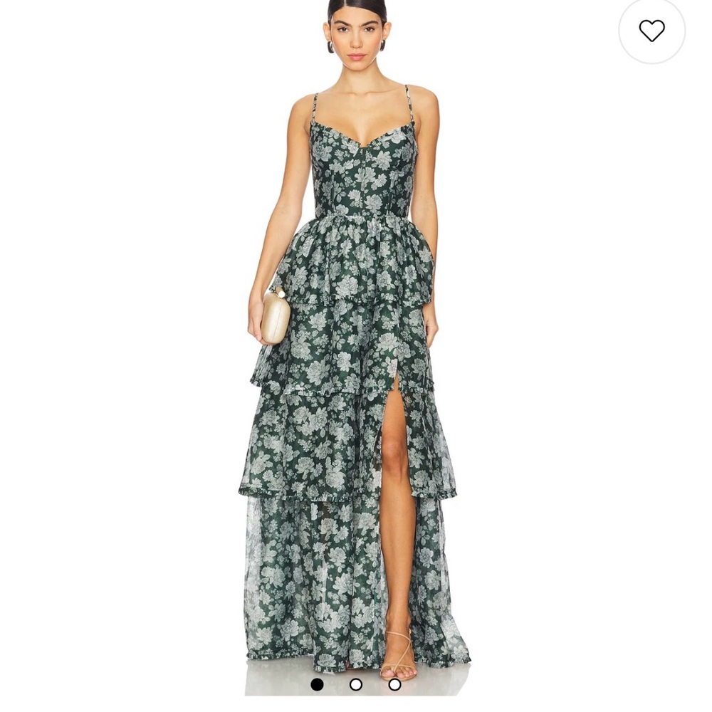V. Chapman Dark Green Floral Maxi Dress
